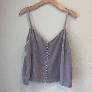 Purple Madewell velvet crop tank, adorable buttons, size 14